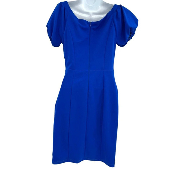 NIKIBIKI Women's Royal Blue Short Sleeve Sheath Dress Back Zip Size Small - Picture 3 of 14